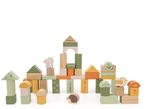 Τουβλάκι Viga Toys Πράσινο Δάσος Ξύλινα για 2 - 4 Ετών 50τμχ