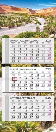 Ημερολόγιο 2025 Τριπλής Διαίρεσης Επίπεδη Κεφαλή Μαρόκο