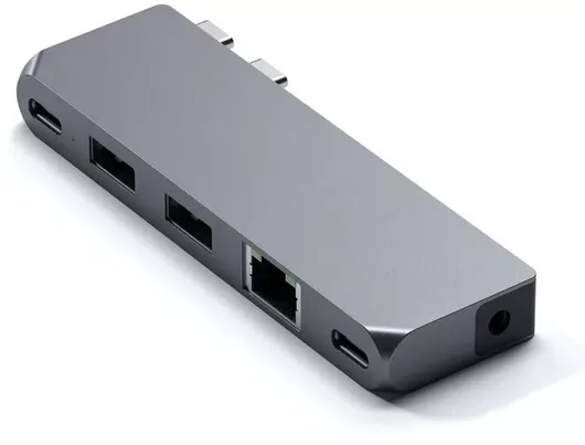 Docking Station Laptop Satechi Pro Hub Mini με Διπλό USB-C Ethernet Ασημί