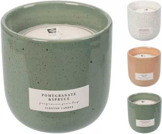 Αρωματικό Κερί Mellow σε Βάζο με Άρωμα Ρόδι (Διάφορα Σχέδια) Λευκό