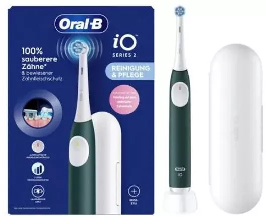 Oral-B iO Series 2 Ηλεκτρική Οδοντόβουρτσα με Αισθητήρα Πίεσης και Θήκη Ταξιδίου Forest Green