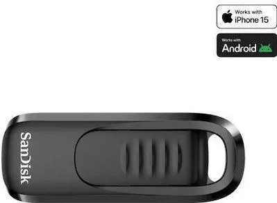 Sandisk Ultra Slider 256GB USB 2.0 Stick με σύνδεση USB-C Μαύρο