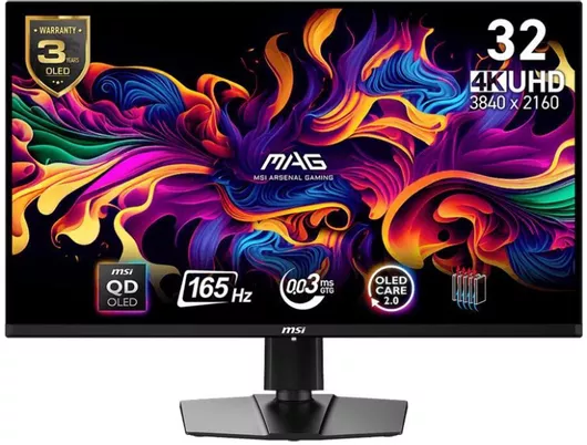 MSI MAG 321UP QD-OLED HDR Gaming Monitor 31.5" 4K 3840x2160 165Hz με Χρόνο Απόκρισης 0.03ms GTG