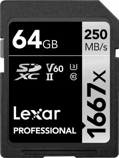Lexar Professional 1667x SDXC 64GB Class 10 U3 V60 UHS-II