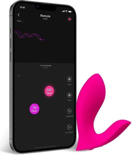 Lovense Flexer Κλειτοριδικός Δονητής με Remote Control Insertable Dual Panty Vibrator 10.1cm Ροζ