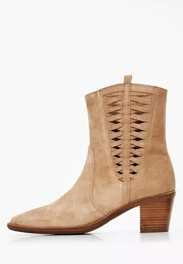 Alpe Δερμάτινα Γυναικεία Cowboy Μποτάκια Μπεζ