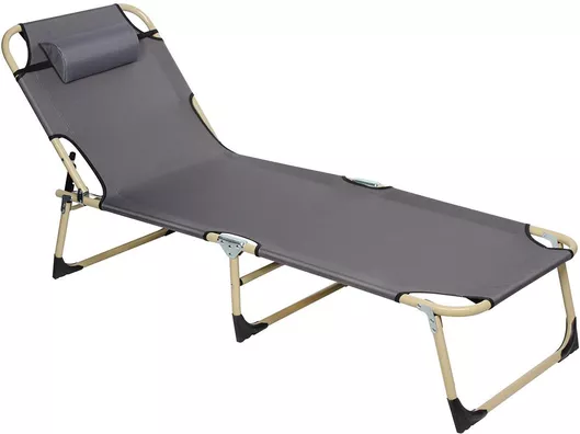 Ξαπλώστρα Παραλίας Keskor Γκρι Πτυσσόμενη Μέταλλο με Μαξιλαράκι 170x55x28cm