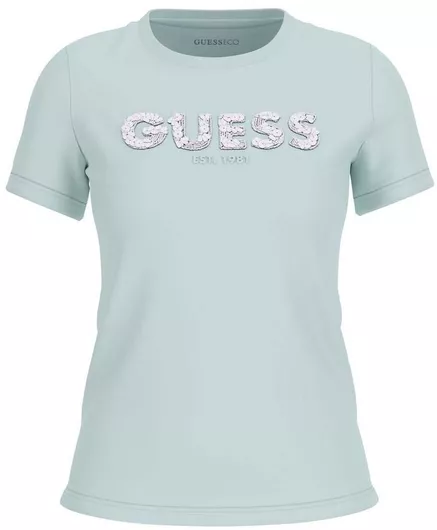 Guess Γυναικείο Κοντομάνικο Μπλουζάκι Misty Teal