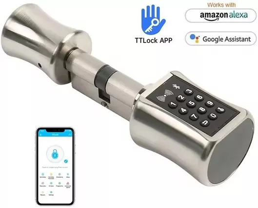 Ηλεκτρονική Κλειδαριά Ασημί με Σύνδεση Wi-Fi & Bluetooth