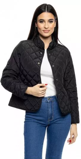 Biston Κοντό Γυναικείο Μπουφάν Μαύρο για Άνοιξη & Φθινόπωρο