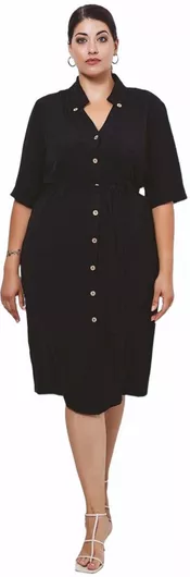 Fibes Mini Σεμιζιέ Φόρεμα Μαύρο