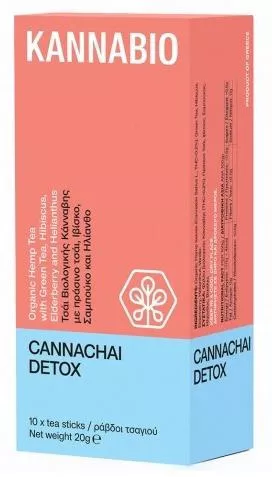 Kannabio Kannachai Detox Organic Hemp & Green Tea with Hibiscus, Elderberry & Helianthus - 10 Sticks