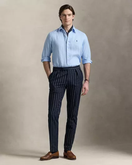 Ralph Lauren Μακρυμάνικο Λινό Πουκάμισο Regular Fit Μπλε
