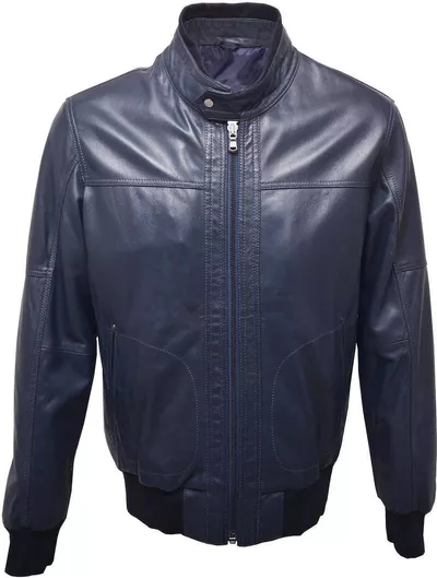 Ανδρικό Δερμάτινο Μπουφάν 100% Δέρμα Χειμωνιάτικο D.blue