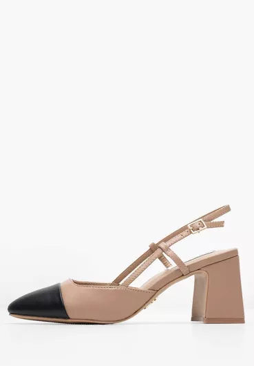 Steve Madden Δερμάτινες Καφέ Γόβες με Λουράκι