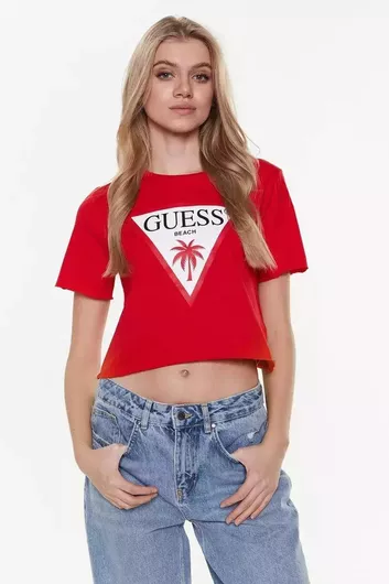 Guess E02I01JA914 Γυναικείο Κόκκινο Αθλητικό T-shirt