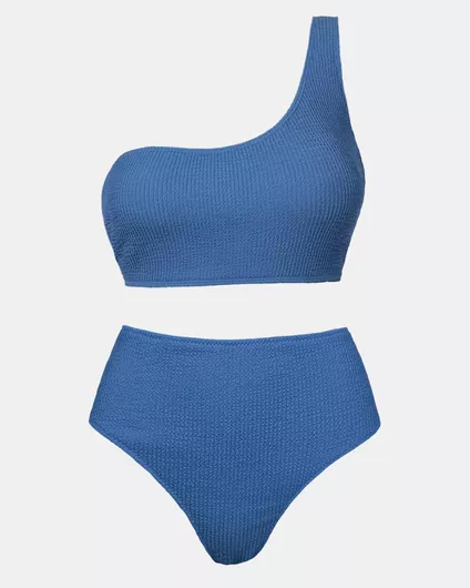 Σετ Μαγιό Έναν Ώμο Γκοφρέ Μπλε Royal