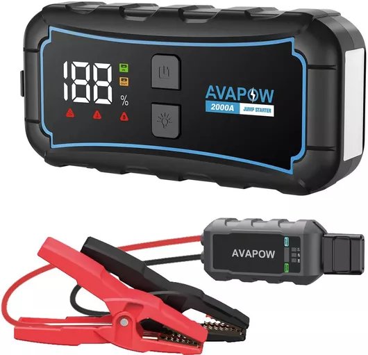 Avapow E5 Pro Εκκινητής Μπαταρίας Αυτοκινήτου 12000mAh με Power Bank, USB & Φακό 12V Φορητός