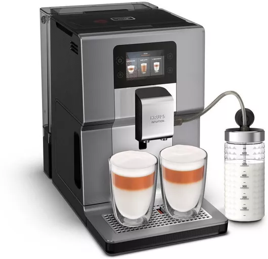 Μηχανή Espresso Αυτόματη Krups Intuition Preference+ 1450W Πίεσης 15bar για Cappuccino με Μύλο Άλεσης Ασημί
