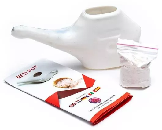 Νeti Pot Λευκό Δοχείο Ρινικού Καθαρισμού 150ml + 25 Γρ Aλάτι Ιμαλαΐων