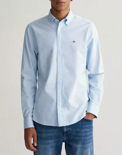 Gant Μακρυμάνικο Πουκάμισο Slim Fit Γαλάζιο