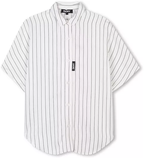 DKNY Παιδικό Κοντομάνικο Πουκάμισο Λευκό Μαύρο