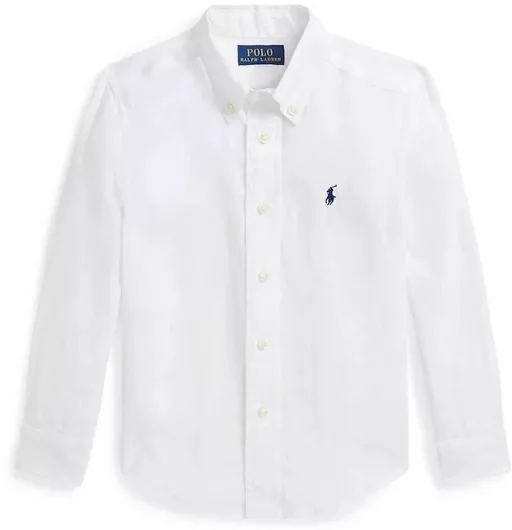 Ralph Lauren Παιδικό Λευκό Μακρυμάνικο Πουκάμισο