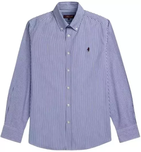 Malboro Classics Ανδρικό Ριγέ Μακρυμάνικο Πουκάμισο Βαμβακερό Navy Blazer