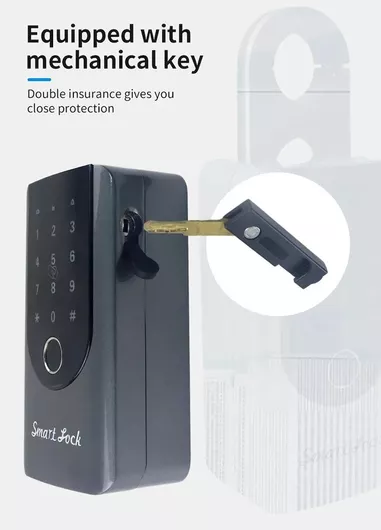Κλειδοθήκη Τοίχου Mεταλλική Smart Wi-fi Key Box Κωδικό Εφεδρικό Κλειδί Αδιάβροχη Ip64 Led Μ8xπ5xυ14cm Γκρι Bluetooth