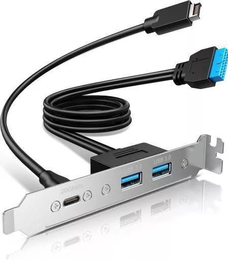 Graugear USB Hub G-AD-ETC2A-20G Multi PCI Bracket with 1x Type-C & 2x Type-A Ports