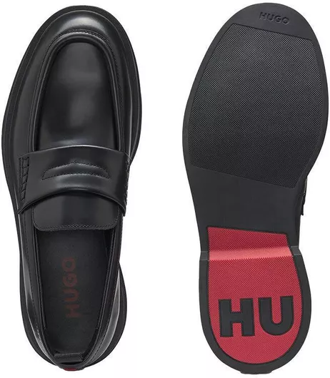 Hugo Δερμάτινα Ανδρικά Loafers Μαύρου Χρώματος