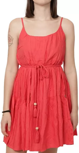 Funky Buddha Μίνι Φόρεμα με Βολάν σε Φούξια Απόχρωση