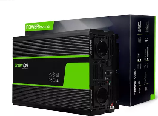 Inverter Αυτοκινήτου Green Cell Καθαρού Ημιτόνου 1500W για Μετατροπή 24V DC σε 230V AC με 1xUSB
