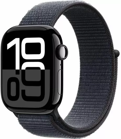 Apple Watch Series 10 χωρίς Οξύμετρο Aluminium 42mm Αδιάβροχο με Παλμογράφο Jet Black με Ink Sport Loop