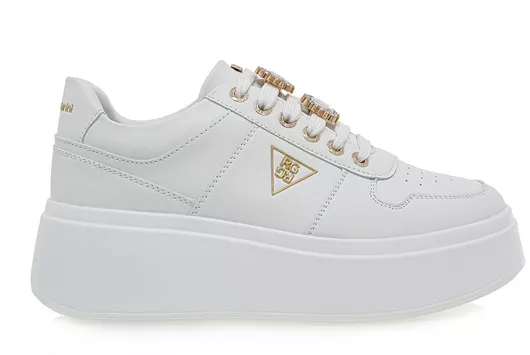 Renato Garini Γυναικεία Flatform Sneakers Λευκό / Ανοιχτό Χρυσό