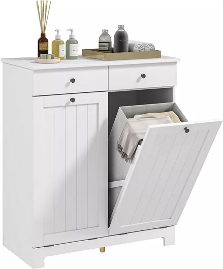 Καλάθι Απλύτων HomCom Υφασμάτινο 78x38x90cm Λευκό