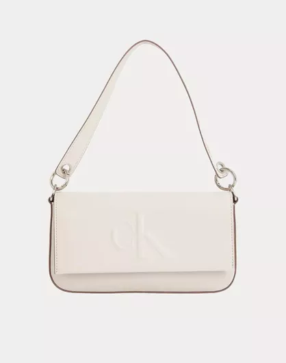 Γυναικεία Τσάντα Ώμου Calvin Klein Δερμάτινη Μπεζ