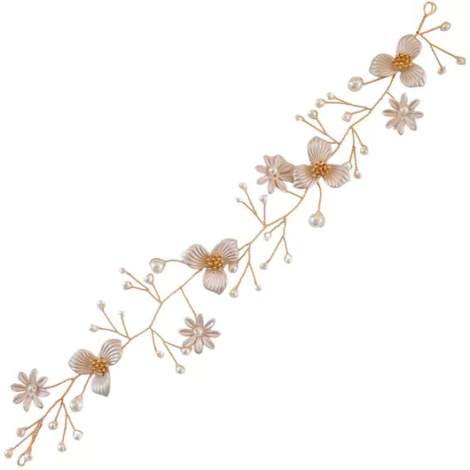 Νυφική Κουάφ Λουλούδια & Πέρλες 32-8599 Χρυσο Χρυσό