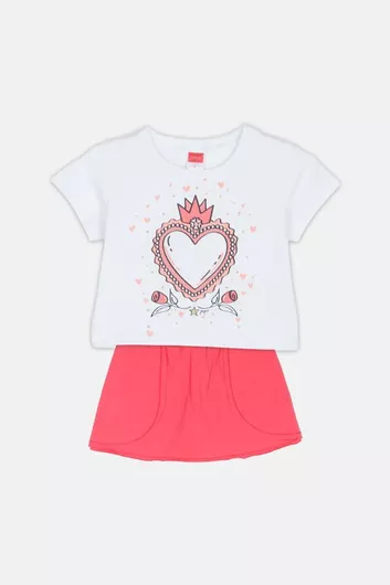 Joyce Παιδικό Καλοκαιρινό Σετ 2τμχ με Φούστα Heart Princess Λευκό