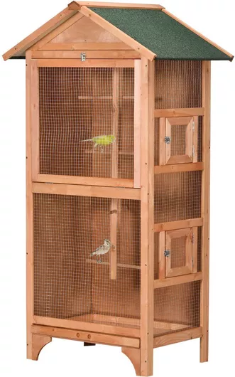 Κλουβί Πτηνού Pawhut Ξύλινο 80.5x57x153cm Πορτοκαλί