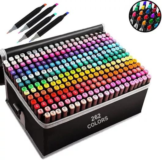 Μαρκαδόροι Ζωγραφικής Λεπτοί Διπλής Μύτης Σετ 262 Χρωμάτων