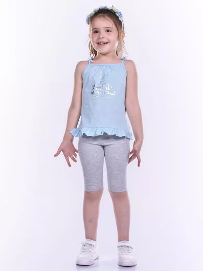 Action Sportswear Παιδικό Σετ με Κολάν Καλοκαιρινό 2τμχ Σιέλ