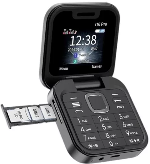 Κινητό Απλής Χρήσης i16 Pro Dual SIM με Κουμπιά (Αγγλικό Μενού) Μαύρο