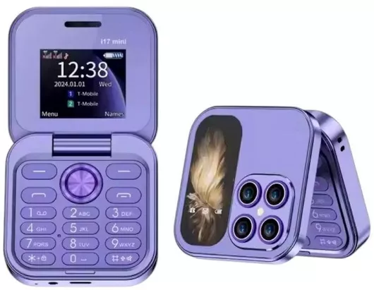 Κινητό Απλής Χρήσης i17 Pro Dual SIM με Κουμπιά Μοβ