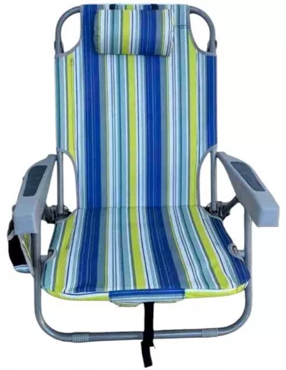 Ξαπλώστρα Πολυθρόνα Παραλίας Πτυσσόμενη με Ανάκλιση Πολλαπλών Θέσεων Πράσινο Αδιάβροχη