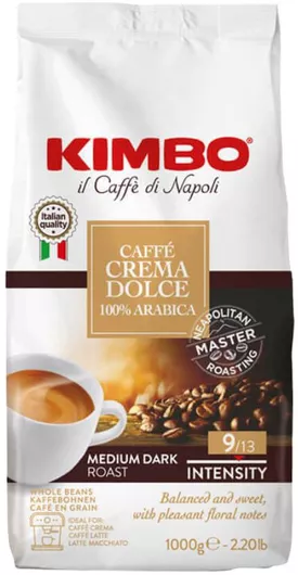 Καφές Espresso Kimbo Arabica Crema με Άρωμα Almond σε Κόκκους 1000gr
