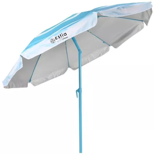 Ομπρέλα Θαλάσσης Estia με Προστασία UPF 50+ 2m Μέταλλο Λευκό / Γαλάζιο