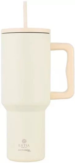 Θερμός Estia Handled Tumbler με Καλαμάκι 1.2lt Ανοξείδωτο Lily White