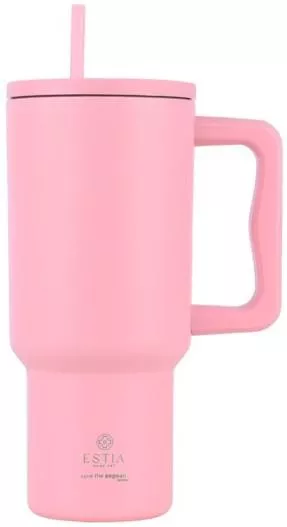 Θερμός Estia Handled Tumbler με Καλαμάκι 900ml Ανοξείδωτο Ροζ