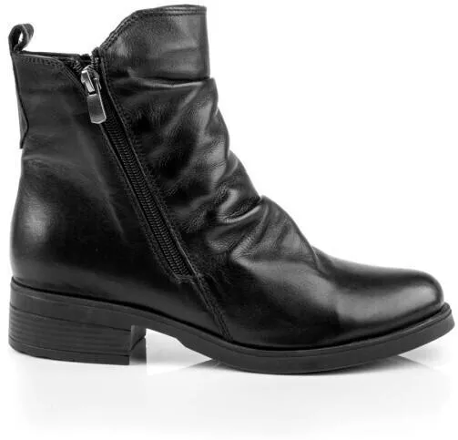 Boxer 91106 Γυναικεία Μποτάκια Ankle Boots Δερμάτινα με Τακούνι 4cm Μαύρο